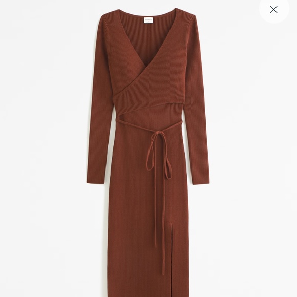 Abercrombie & fitch Long-Sleeve Wrap Midi Sweater Dress Medium - Picture 1 of 3